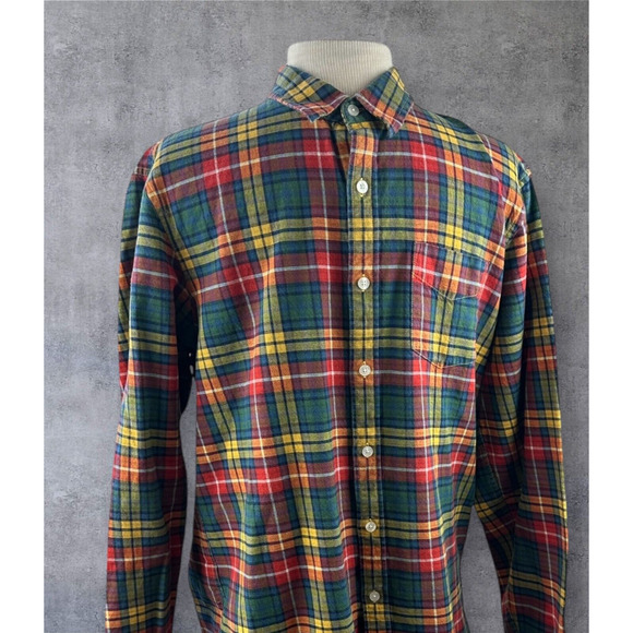 LL Bean Signature Plaid Cotton Shirt Button Front Slim Fit Top Mens Size Large - Picture 2 of 11